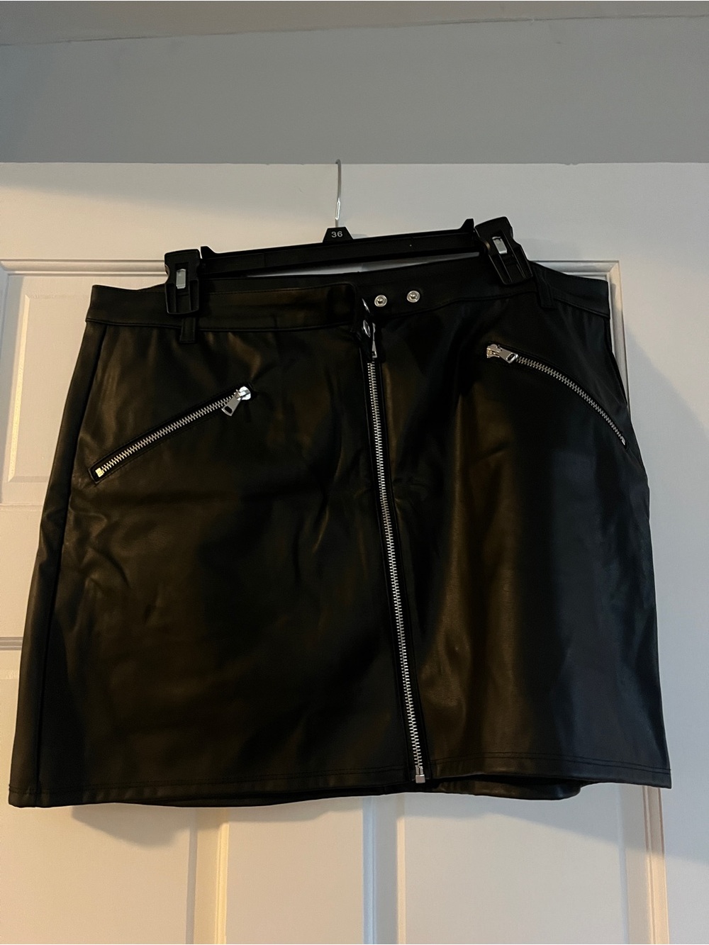 wild fable Black Faux Leather Mini Skirt with Silver Zippers